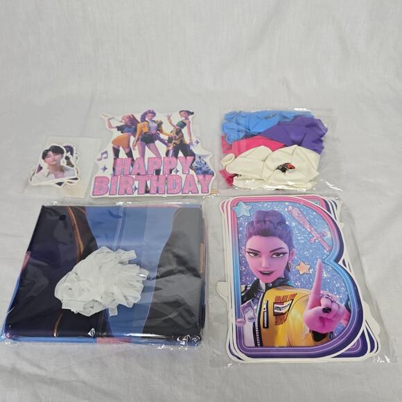 K Pop Demon Hunters Happy Birthday Party Supplies New Sealed - Picture 1 of 7